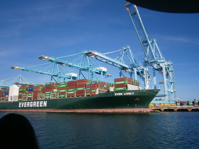 Big Ship Unloading at San Pedro